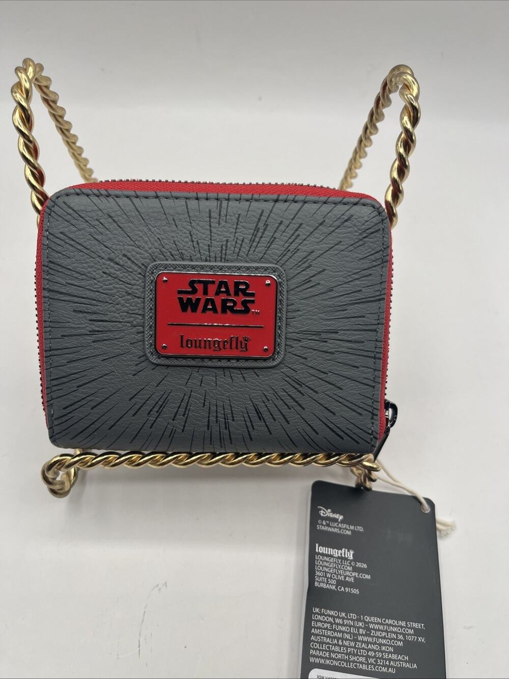 Loungefly Disney World Park Star Wars Zip-Around Leather Wallet Black Red Medium